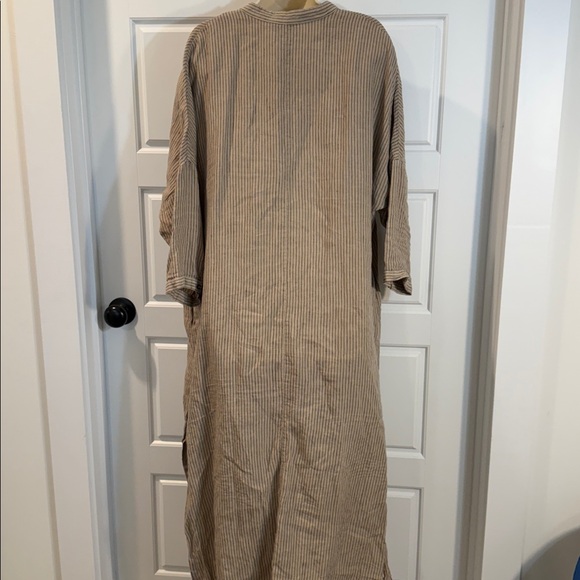 SAUTHS linen maxi dress in almond stripes large - Picture 15 of 15